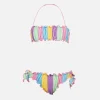 Bikini classico a fascia da bambina Emy in spugna con stampa a righe