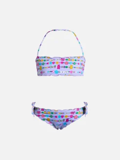 Bikini classico a fascia da bambina Emy con stampa bracciali