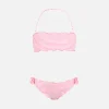 Bikini classico a fascia da bambina Emy in seersucker con stampa a righe