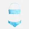 Bikini classico a fascia da bambina Emy con stampa toile de jouy