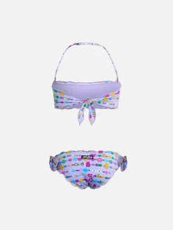 Bikini classico a fascia da bambina Emy con stampa bracciali
