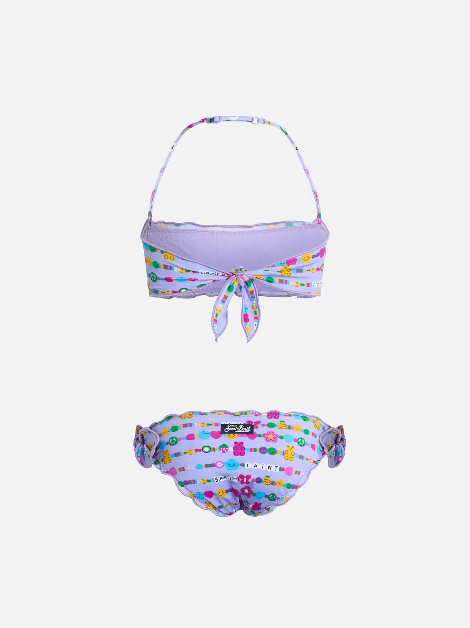 Bikini classico a fascia da bambina Emy con stampa bracciali