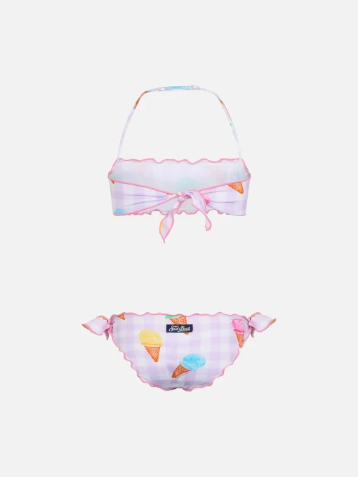 Bikini classico a fascia da bambina Emy con stampa gelato