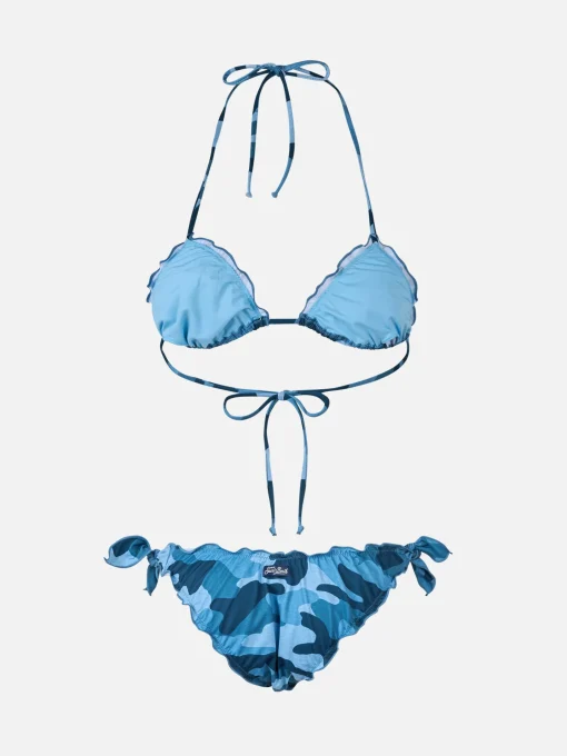 Bikini classico a triangolo mimetico denim da donna Sarius