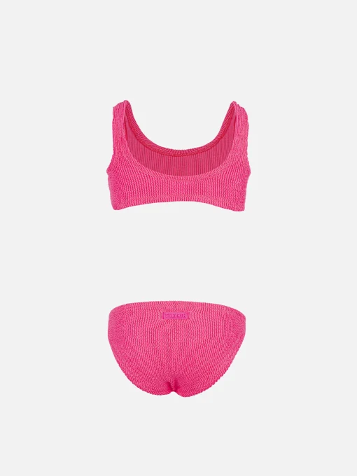 Bikini classico crinkle da bambina rosa fluo Baker