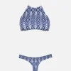 Bikini con top all'americana stampa optical