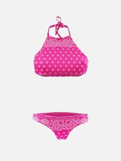 Bikini con top all'americana stampa bandana