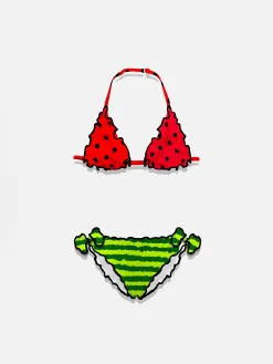 Bikini da bambina a triangolo con stampa anguria