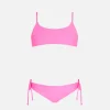 Bikini da bambina a bralette rosa fluo