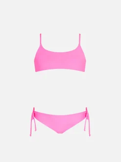 Bikini da bambina a bralette rosa fluo