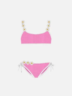 Bikini da bambina a bralette con ricamo