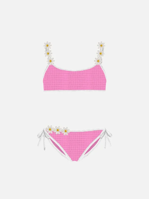 Bikini da bambina a bralette con ricamo