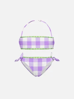 Bikini da bambina a bralette a quadretti