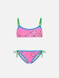 Bikini da bambina a bralette con stampa bandana