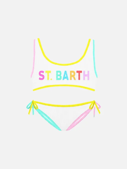 Bikini da bambina a bralette con toppa St Barth
