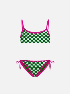 Bikini da bambina a bralette da bambina con ricamo
