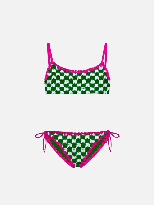 Bikini da bambina a bralette da bambina con ricamo
