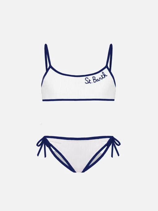 Bikini da bambina a bralette bianco