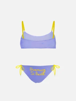Bikini da bambina a bralette con ricamo Dreaming St. Barth