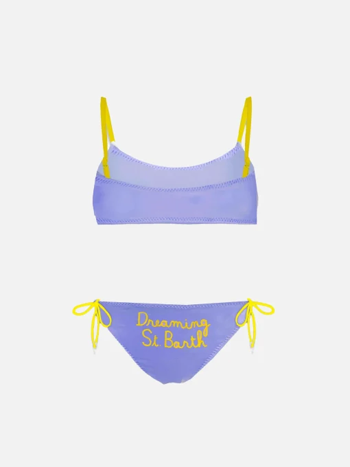 Bikini da bambina a bralette con ricamo Dreaming St. Barth