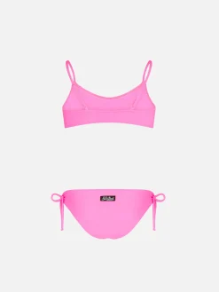 Bikini da bambina a bralette rosa fluo