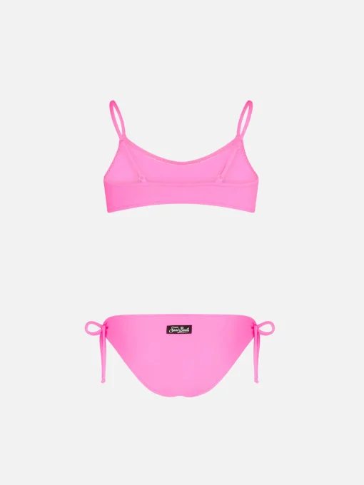 Bikini da bambina a bralette rosa fluo