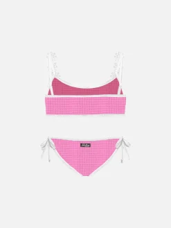 Bikini da bambina a bralette con ricamo
