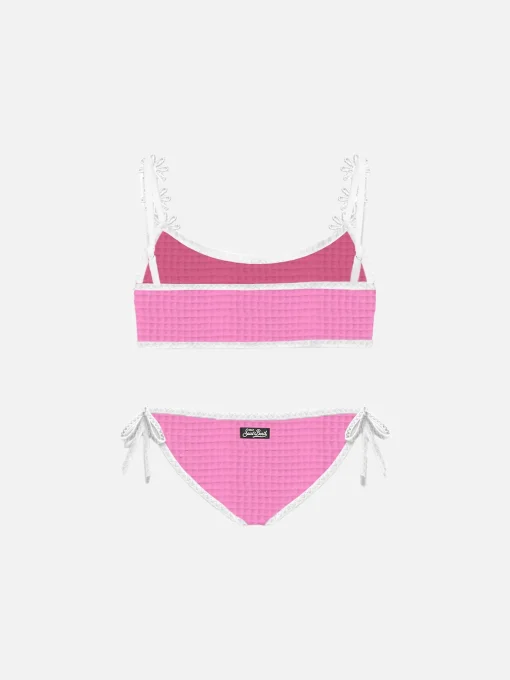 Bikini da bambina a bralette con ricamo