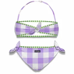 Bikini da bambina a bralette a quadretti