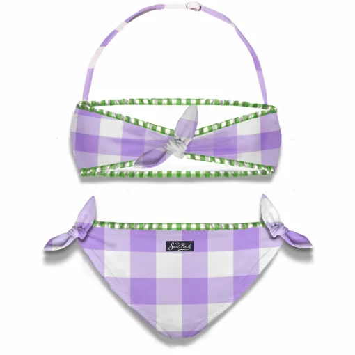 Bikini da bambina a bralette a quadretti