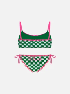 Bikini da bambina a bralette da bambina con ricamo