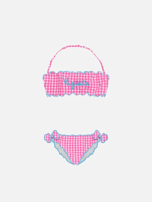 Bikini da bambina a fascia con ricamo Viziata