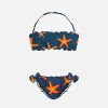 Bikini da bambina a fascia con stampa stelle marine