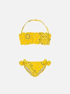 Bikini da bambina a fascia con stampa bandana