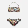 Bikini da bambina a fascia con stampa tattoo