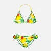 Bikini da bambina a triangolo con stampa limoni