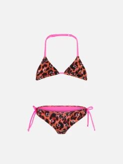 Bikini da bambina a triangolo con stampa bandana leo