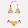 Bikini da bambina a triangolo con stampa sorrisi