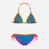 Bikini da bambina a triangolo con stampa leopardata