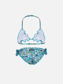 Bikini da bambina a triangolo con stampa funghi | EDIZIONE SPECIALE LIBERTY