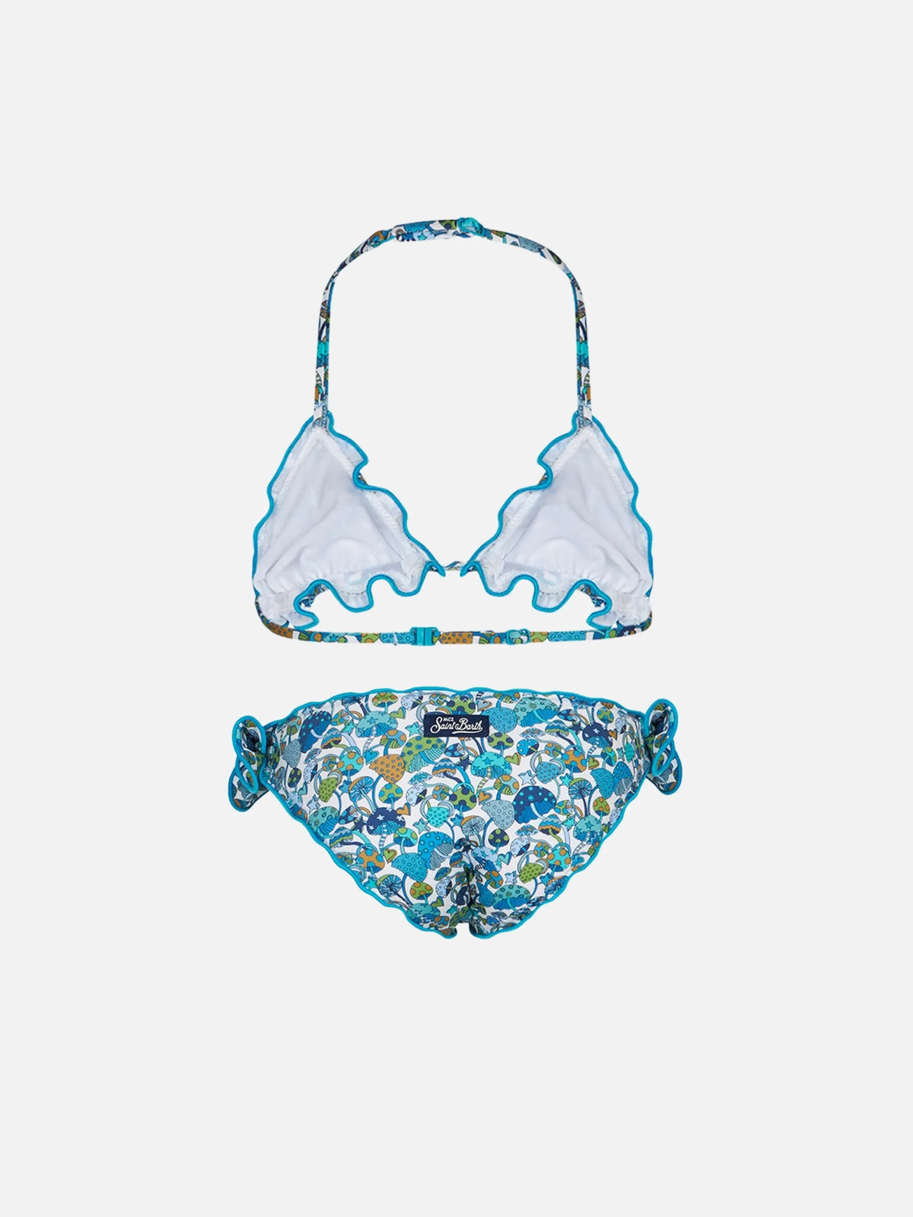 Bikini da bambina a triangolo con stampa funghi | EDIZIONE SPECIALE LIBERTY