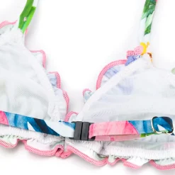 Bikini da bambina a triangolo con stampa tropicale