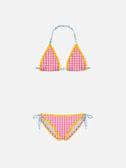 Bikini da bambina con bordo a onde