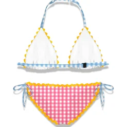 Bikini da bambina con bordo a onde