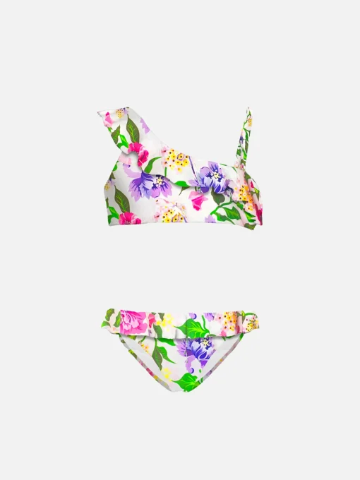 Bikini da bambina monospalla con volant