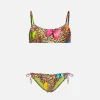 Bikini da bambina stampa animalier con farfalle