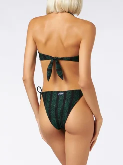 Bikini da donna a balconcino a righe lurex