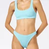 Bikini da donna a bralette azzurro crinkle