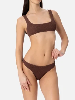 Bikini da donna a bralette marrone crinkle Naima Elise