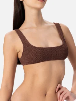 Bikini da donna a bralette marrone crinkle Naima Elise